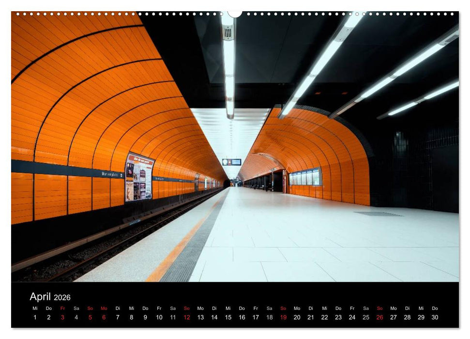 MetroMUC, Stationen im Untergrund Münchens (CALVENDO Wandkalender 2026)