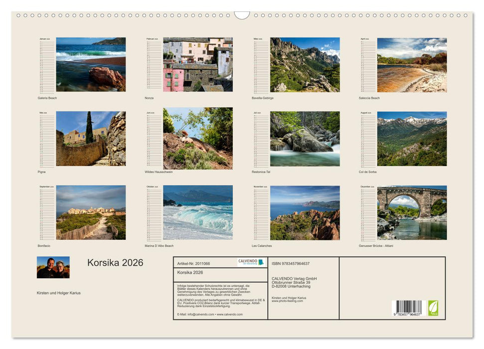Korsika 2026 (CALVENDO Wandkalender 2026)