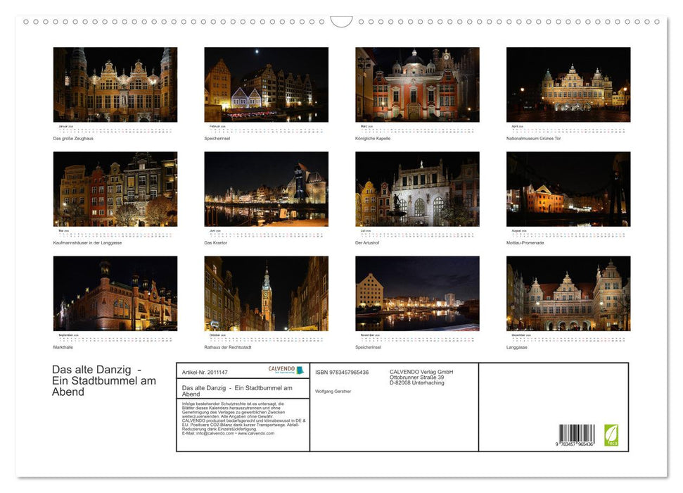 Das alte Danzig - Ein Stadtbummel am Abend (CALVENDO Wandkalender 2026)