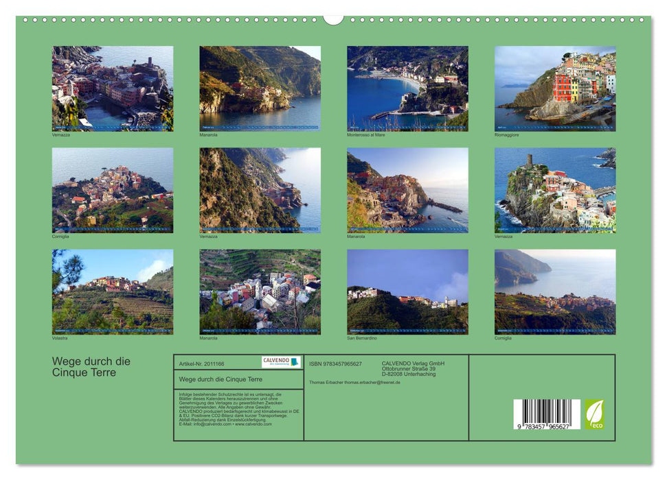 Wege durch die Cinque Terre (CALVENDO Premium Wandkalender 2026)