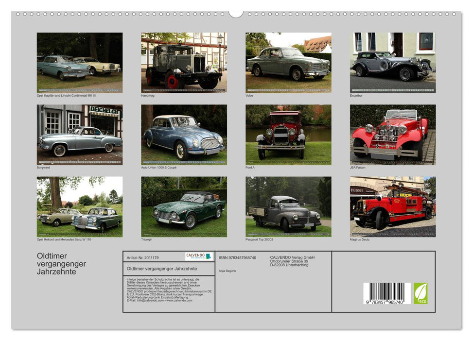 Oldtimer vergangenger Jahrzehnte (CALVENDO Premium Wandkalender 2026)