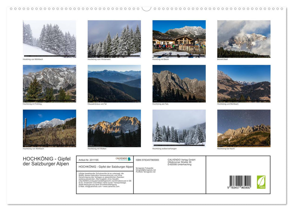 HOCHKÖNIG - Gipfel der Salzburger Alpen (CALVENDO Premium Wandkalender 2026)
