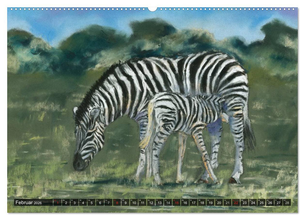 Afrika in Pastellgemälden (CALVENDO Wandkalender 2026)
