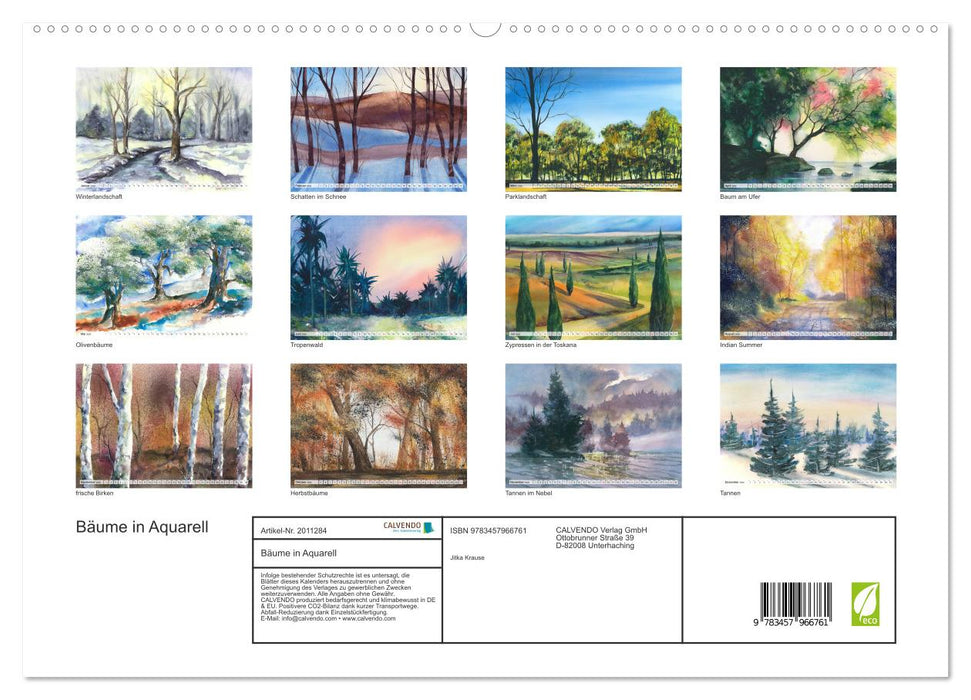Bäume in Aquarell (CALVENDO Premium Wandkalender 2026)