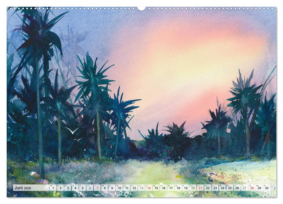 Bäume in Aquarell (CALVENDO Premium Wandkalender 2026)