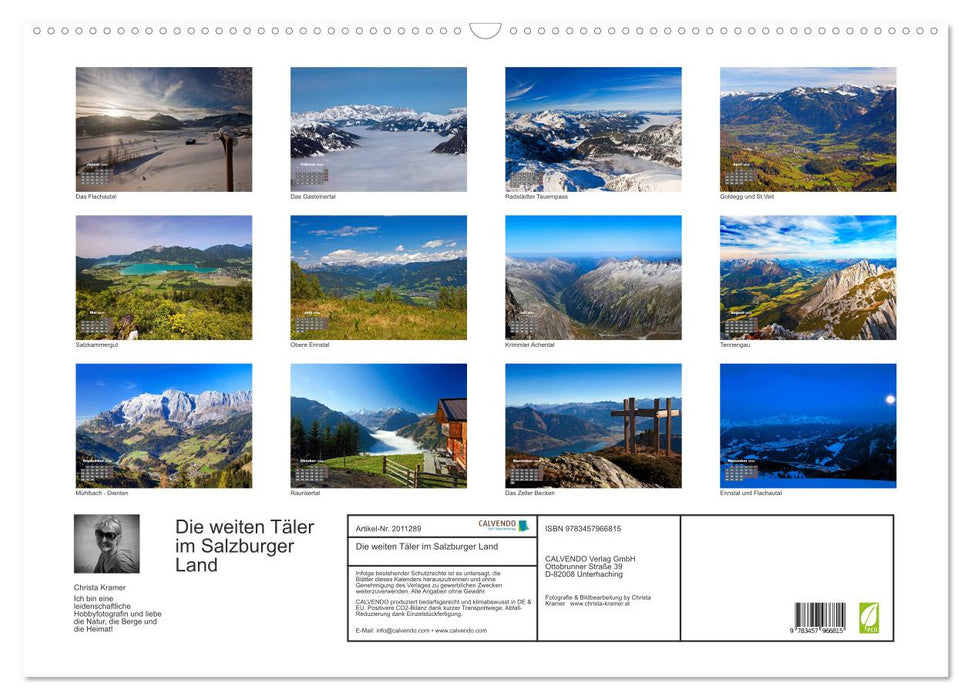 Die weiten Täler im Salzburger Land (CALVENDO Wandkalender 2026)