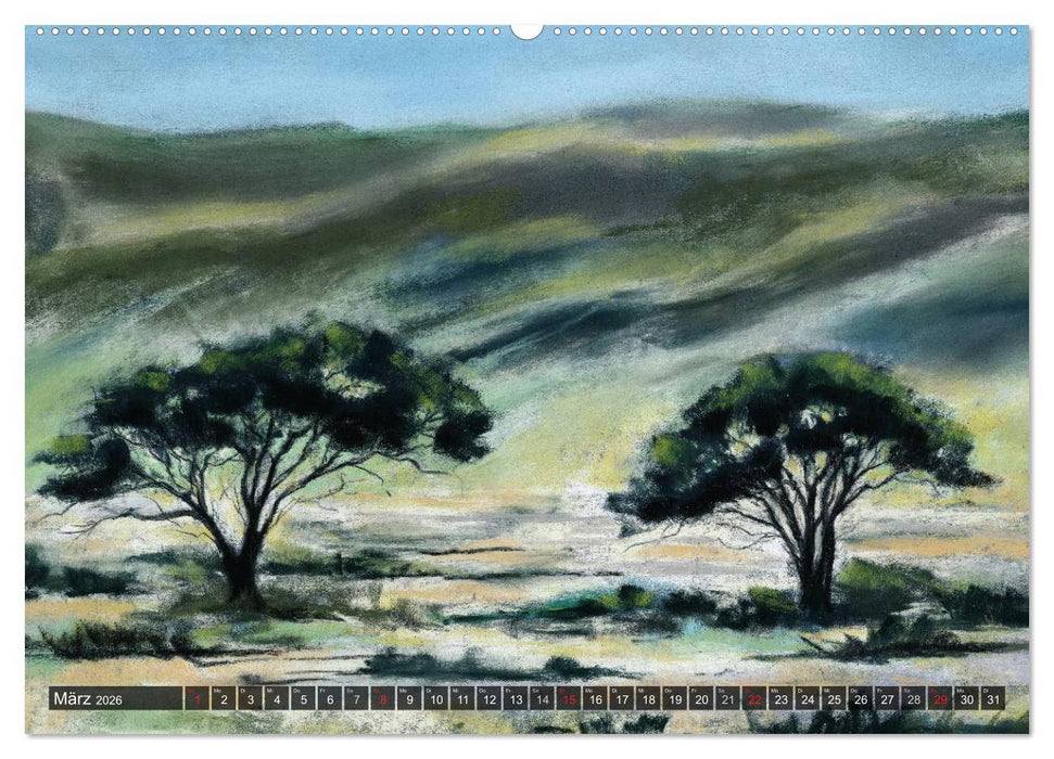 Afrika in Pastellgemälden (CALVENDO Premium Wandkalender 2026)