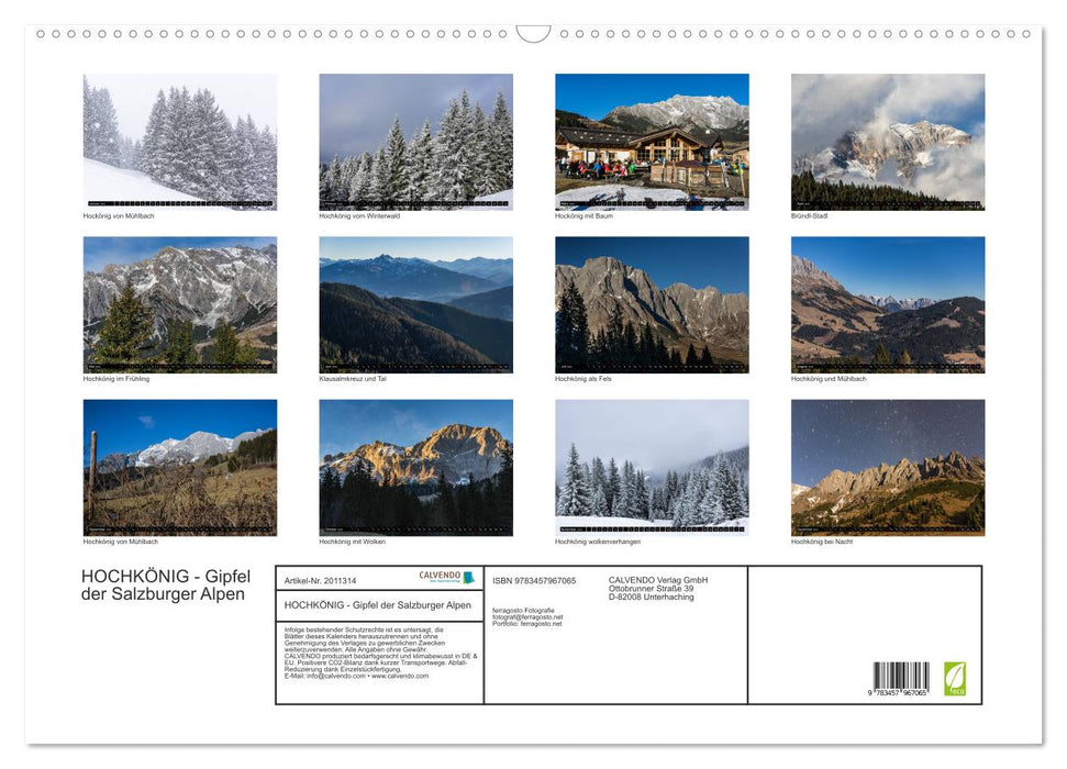 HOCHKÖNIG - Gipfel der Salzburger Alpen (CALVENDO Wandkalender 2026)