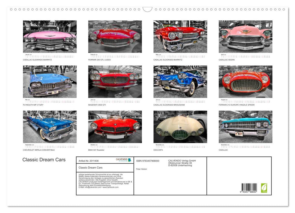 Classic Dream Cars (CALVENDO Wandkalender 2026)