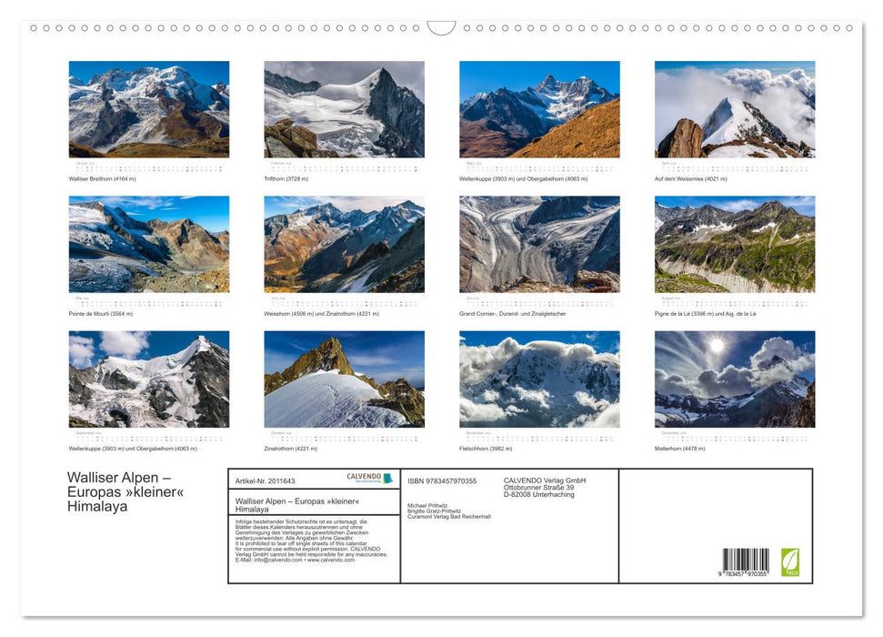 Walliser Alpen – Europas »kleiner« Himalaya (CALVENDO Wandkalender 2026)