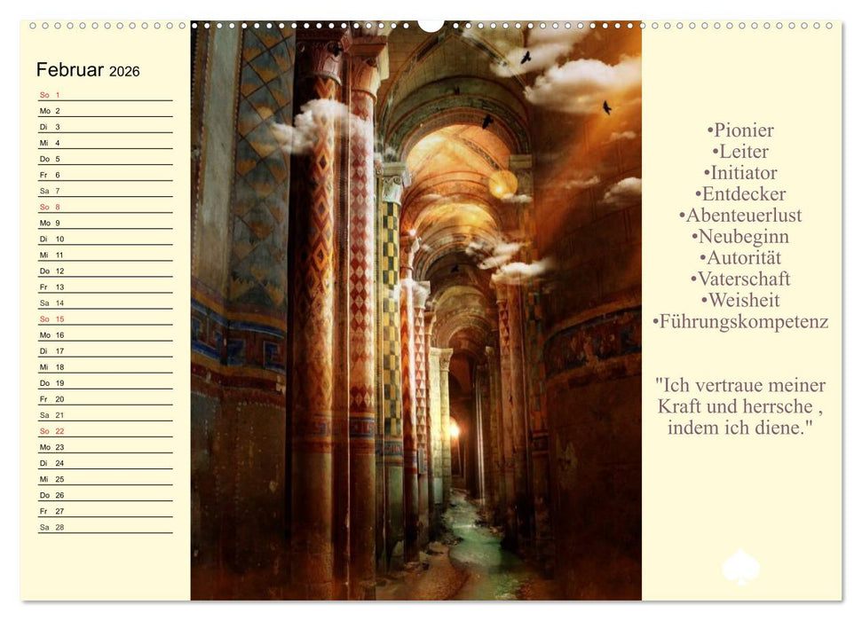 Tarot. Spirituell durch das Jahr (CALVENDO Wandkalender 2026)