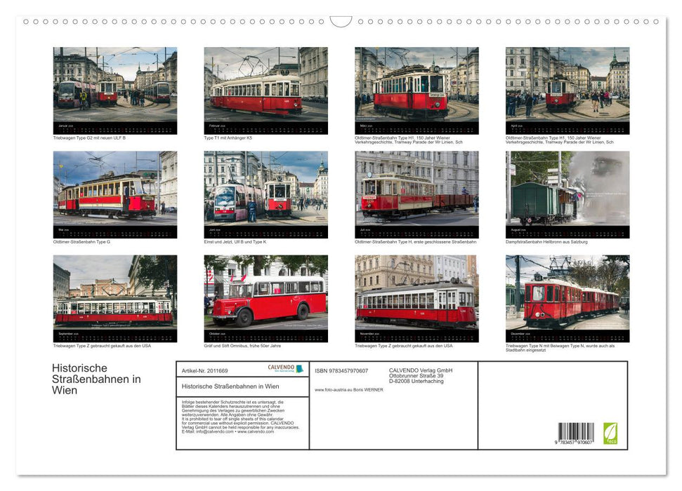 Historische Straßenbahnen in Wien (CALVENDO Wandkalender 2026)