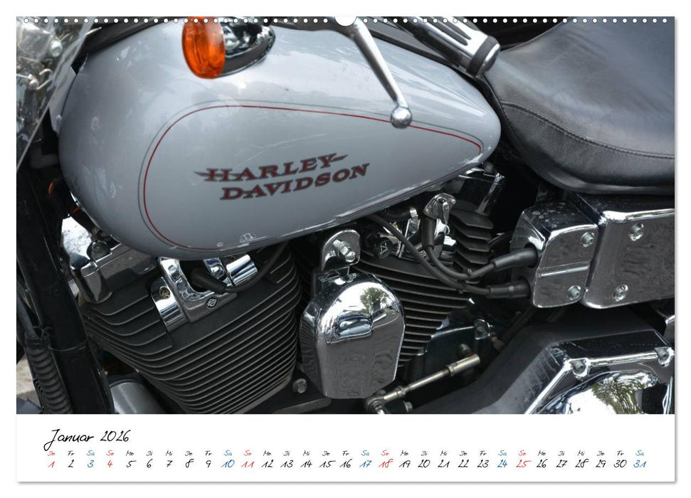 Harley Davidson - Details einer Legende (CALVENDO Premium Wandkalender 2026)