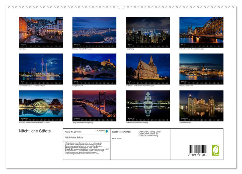 Nächtliche Städte (CALVENDO Premium Wandkalender 2026)