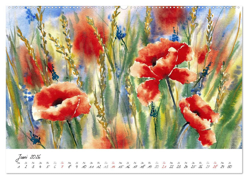 Blumen Blüten Aquarelle (CALVENDO Premium Wandkalender 2026)