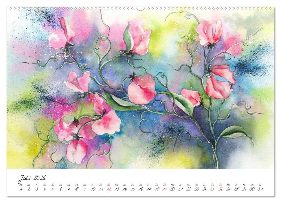 Blumen Blüten Aquarelle (CALVENDO Premium Wandkalender 2026)