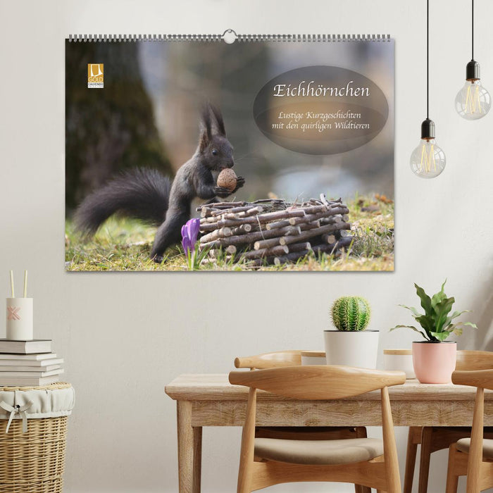 Eichhörnchen - Lustige Kurzgeschichten mit den quirligen Wildtieren (CALVENDO Wandkalender 2026)
