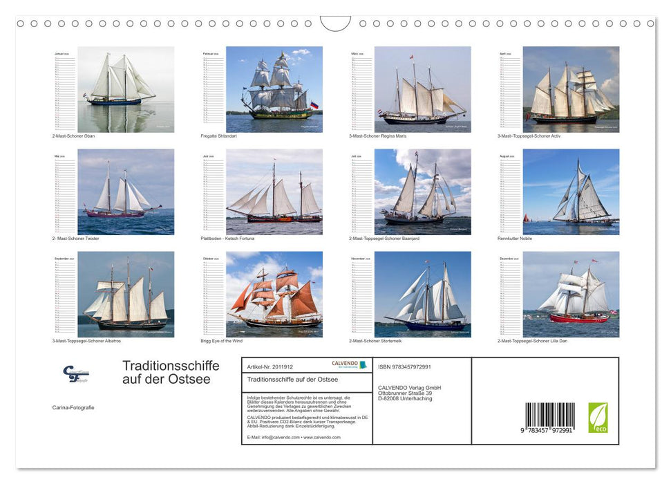 Traditionsschiffe auf der Ostsee (CALVENDO Wandkalender 2026)