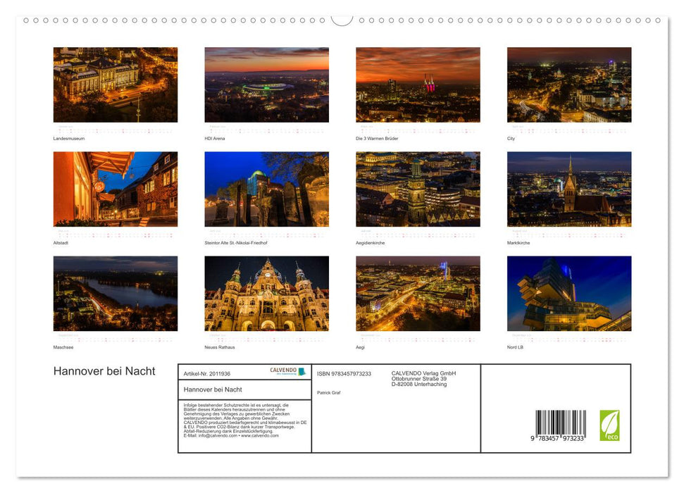Hannover bei Nacht (CALVENDO Premium Wandkalender 2026)