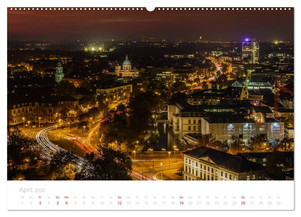 Hannover bei Nacht (CALVENDO Premium Wandkalender 2026)