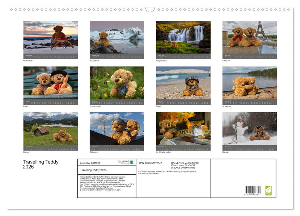 Travelling Teddy 2026 (CALVENDO Wandkalender 2026)