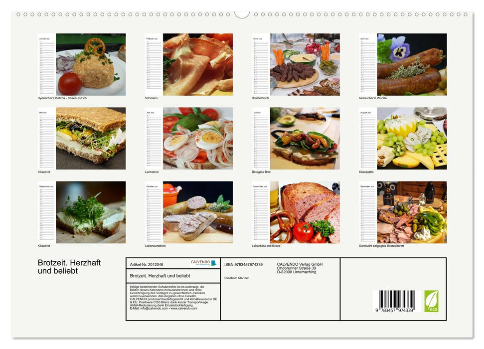 Brotzeit. Herzhaft und beliebt (CALVENDO Premium Wandkalender 2026)