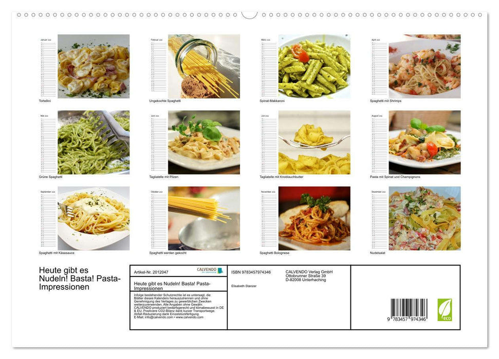 Heute gibt es Nudeln! Basta! Pasta-Impressionen (CALVENDO Premium Wandkalender 2026)