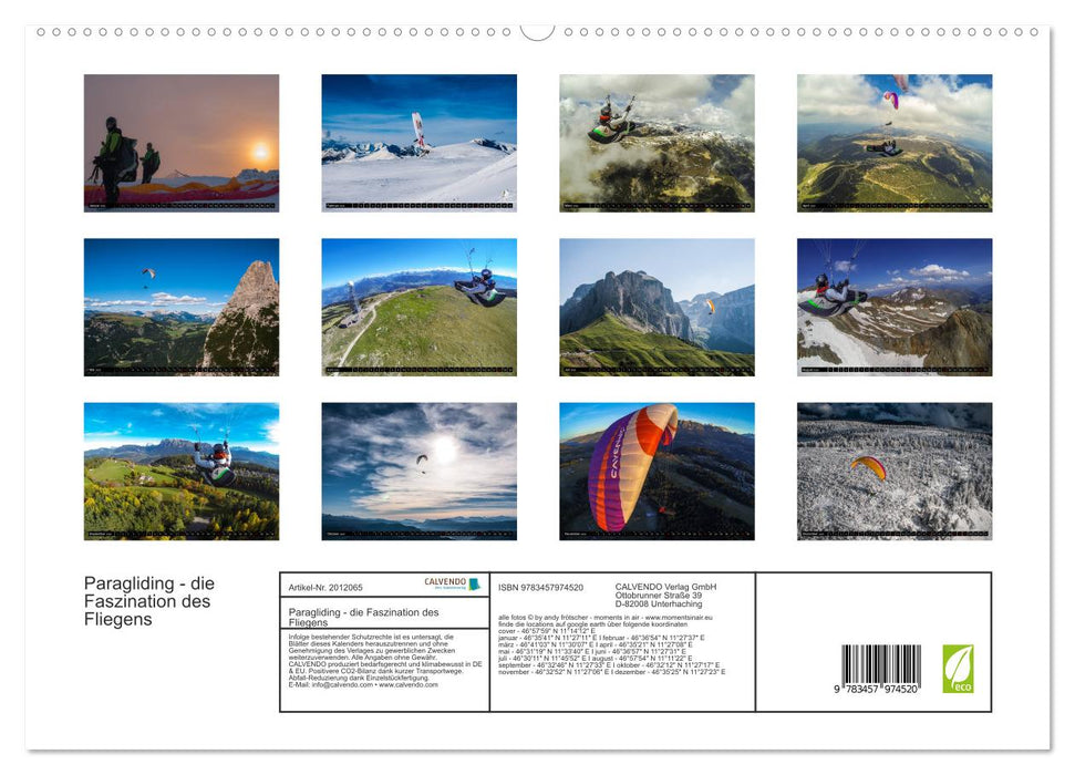 Paragliding - die Faszination des Fliegens (CALVENDO Premium Wandkalender 2026)