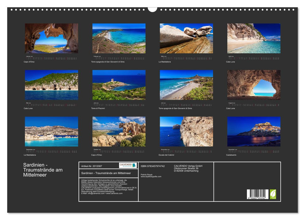 Sardinien - Traumstrände am Mittelmeer (CALVENDO Wandkalender 2026)