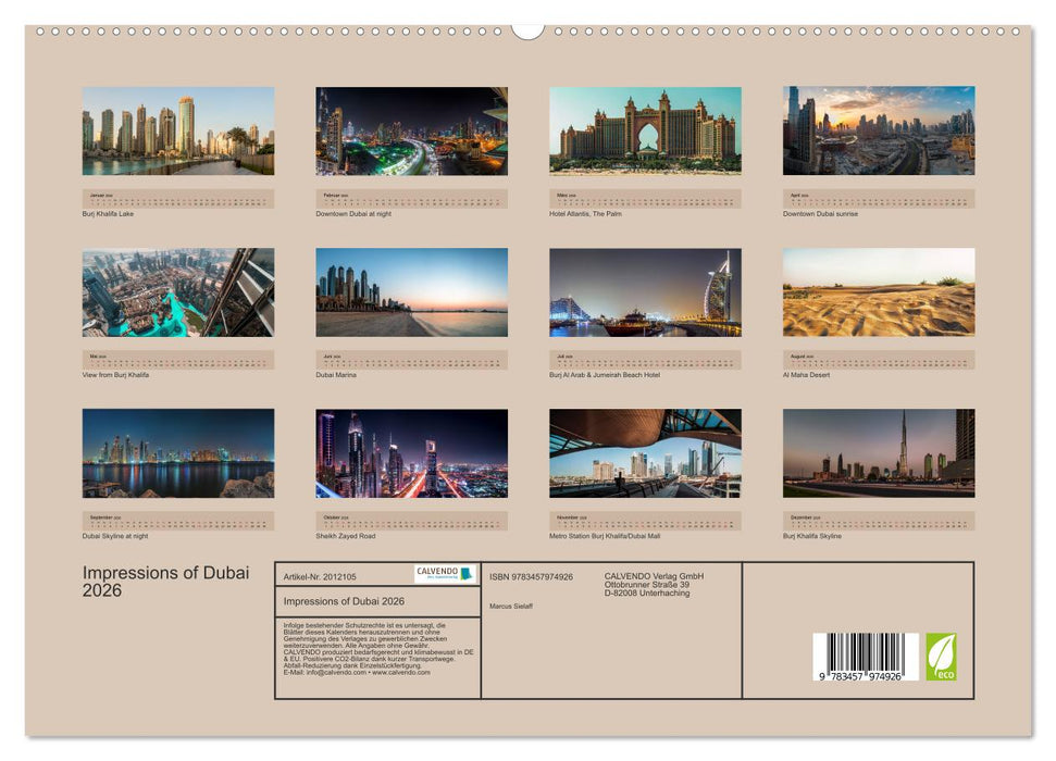 Impressions of Dubai 2026 (CALVENDO Premium Wandkalender 2026)