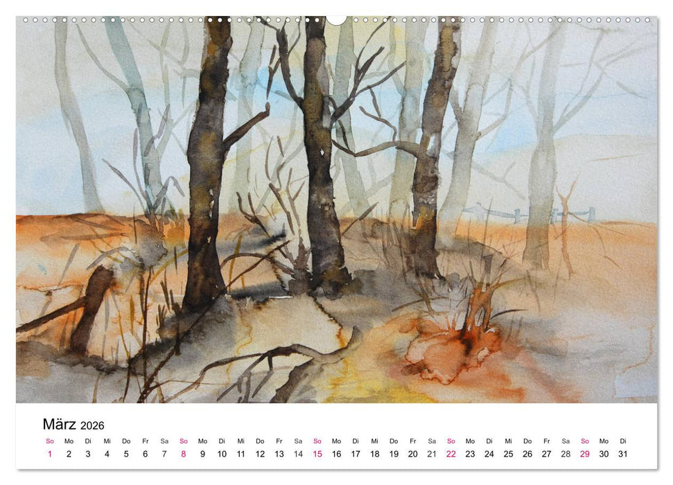 Mit Aquarellen durch das Jahr (CALVENDO Premium Wandkalender 2026)