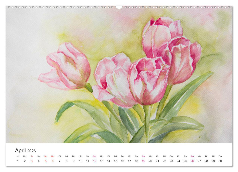 Mit Aquarellen durch das Jahr (CALVENDO Premium Wandkalender 2026)