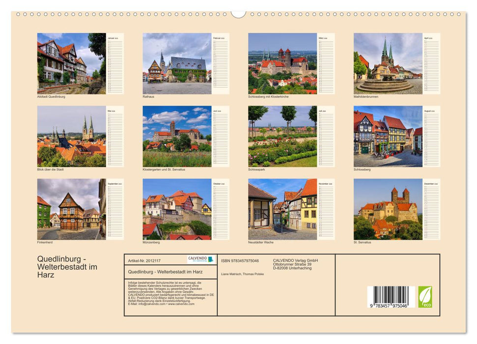 Quedlinburg - Welterbestadt im Harz (CALVENDO Premium Wandkalender 2026)