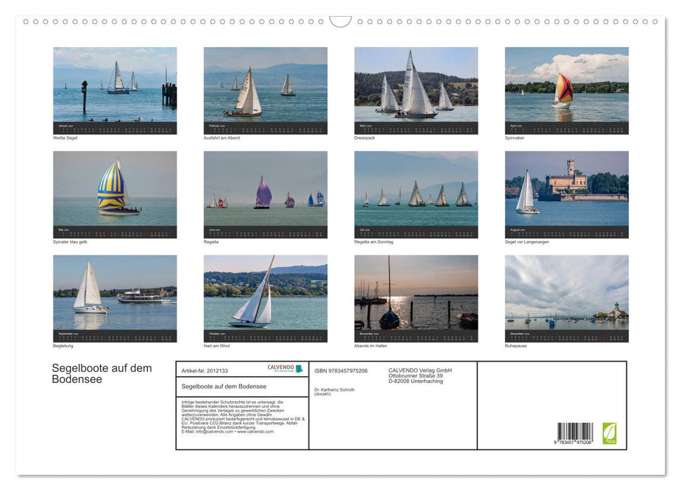 Segelboote auf dem Bodensee (CALVENDO Wandkalender 2026)