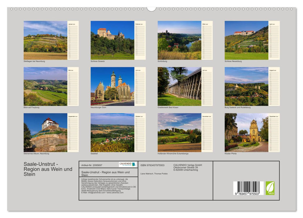 Saale-Unstrut - Region aus Wein und Stein (CALVENDO Premium Wandkalender 2026)