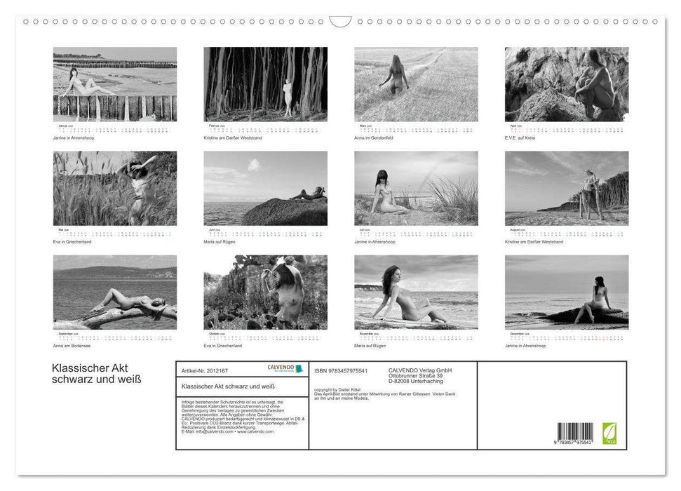 Klassischer Akt schwarz und weiß (CALVENDO Wandkalender 2026)