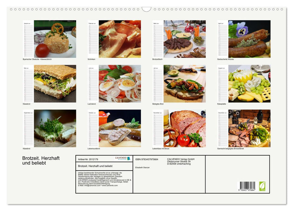 Brotzeit. Herzhaft und beliebt (CALVENDO Wandkalender 2026)