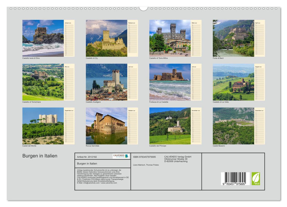 Burgen in Italien (CALVENDO Premium Wandkalender 2026)