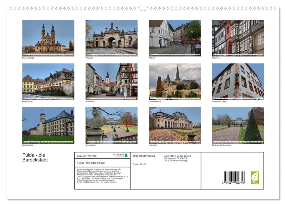 Fulda - die Barockstadt (CALVENDO Premium Wandkalender 2026)