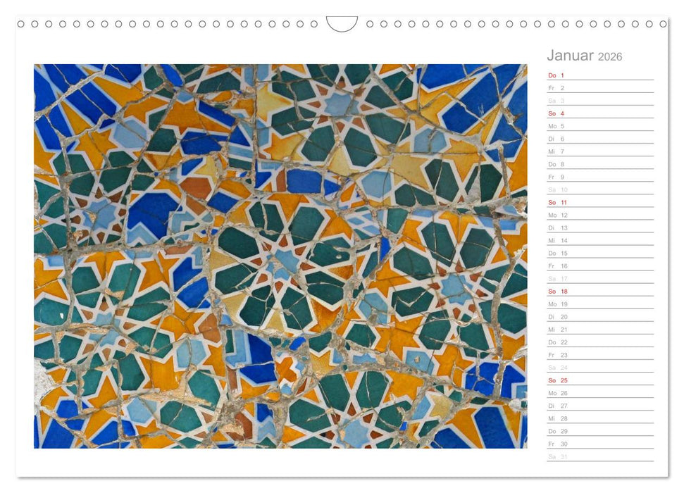 Kacheln und Mosaiken in Barcelona (CALVENDO Wandkalender 2026)