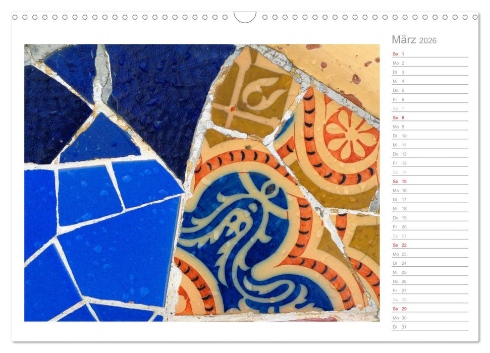 Kacheln und Mosaiken in Barcelona (CALVENDO Wandkalender 2026)