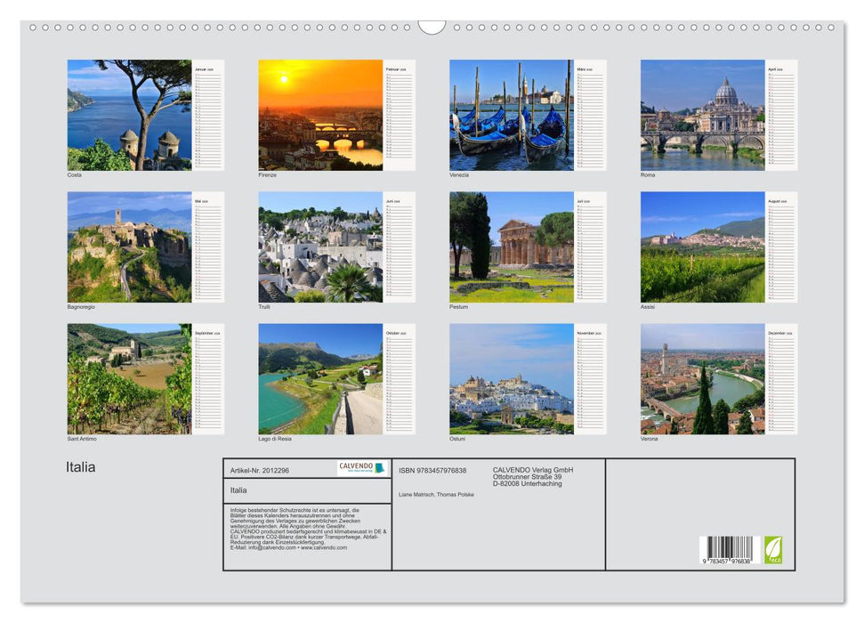 Italia (CALVENDO Wandkalender 2026)