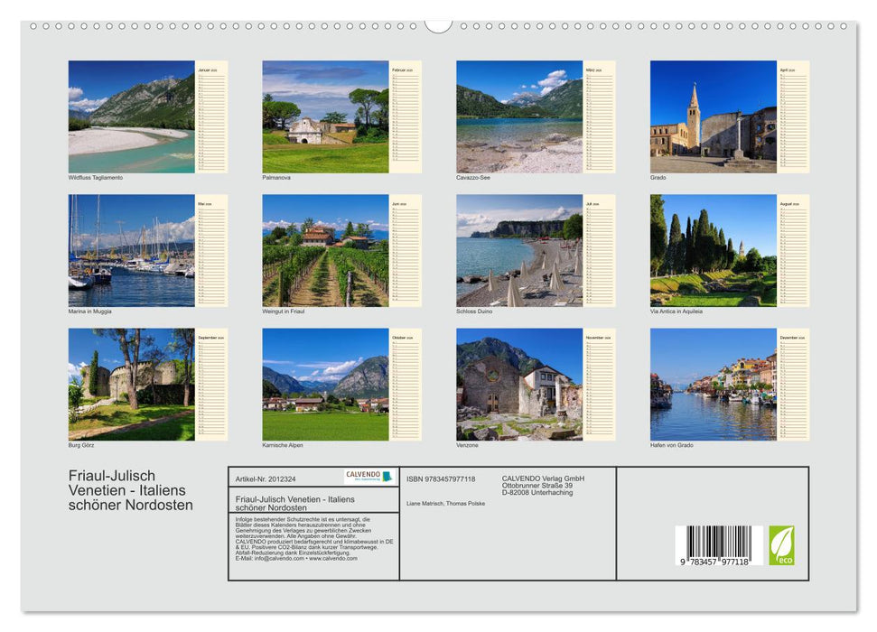 Friaul-Julisch Venetien - Italiens schöner Nordosten (CALVENDO Premium Wandkalender 2026)