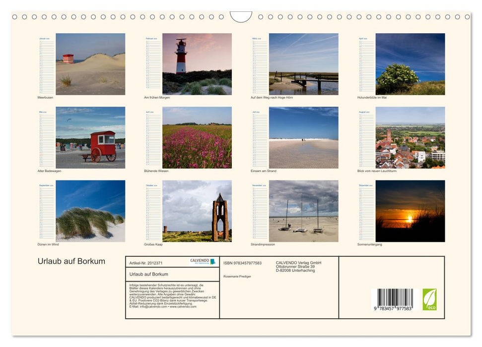 Urlaub auf Borkum (CALVENDO Wandkalender 2026)