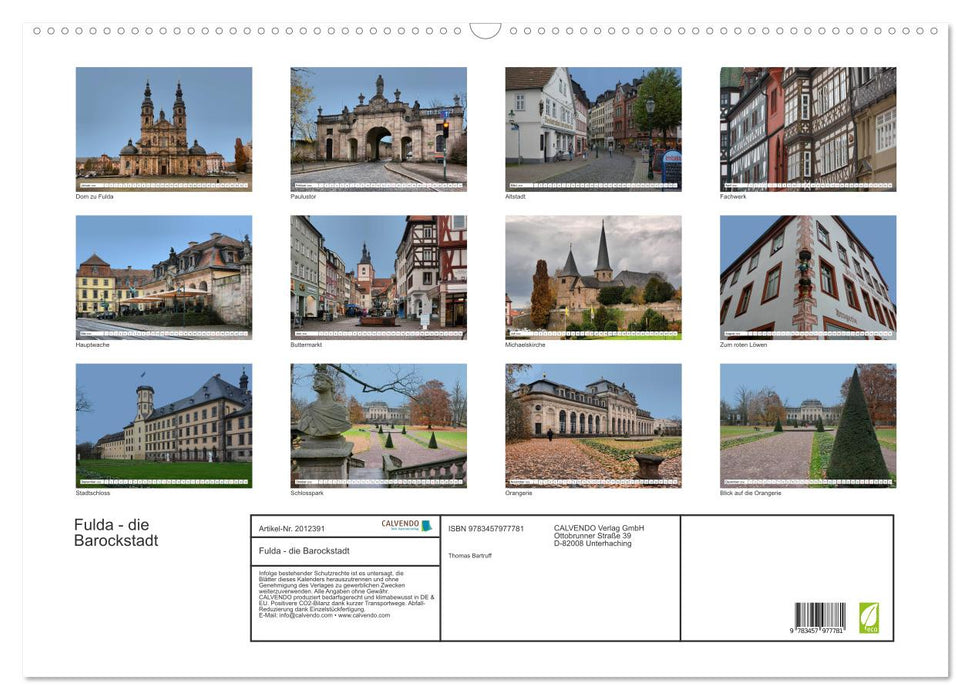 Fulda - die Barockstadt (CALVENDO Wandkalender 2026)