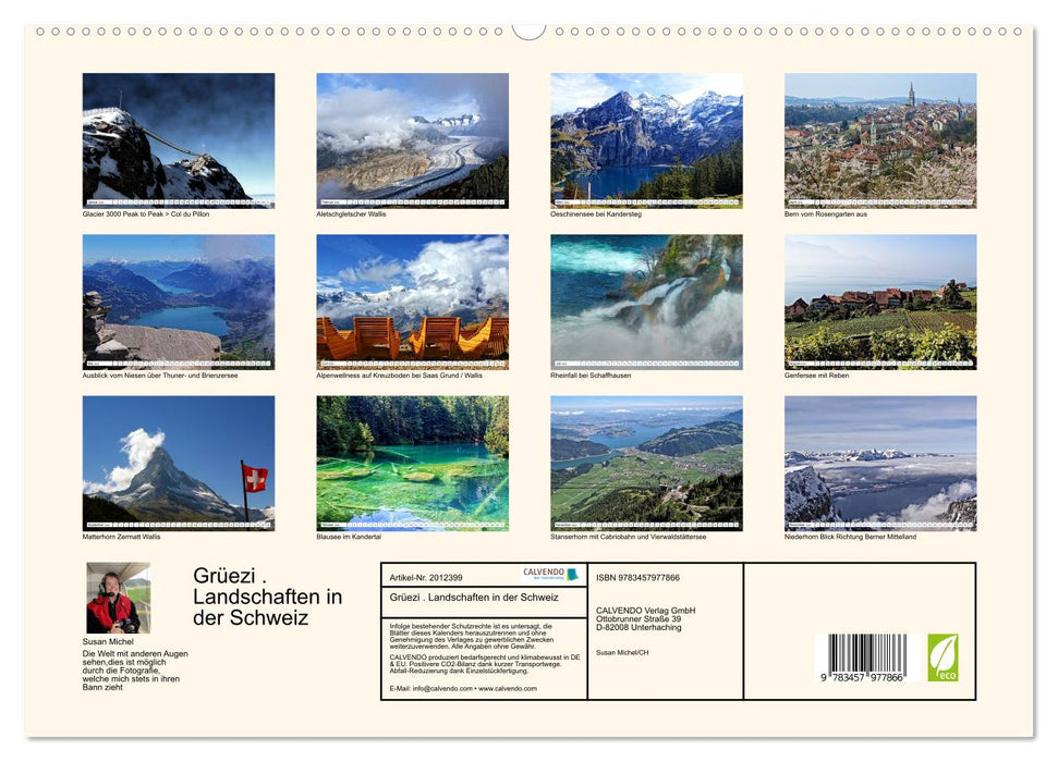 Grüezi . Landschaften in der Schweiz (CALVENDO Premium Wandkalender 2026)