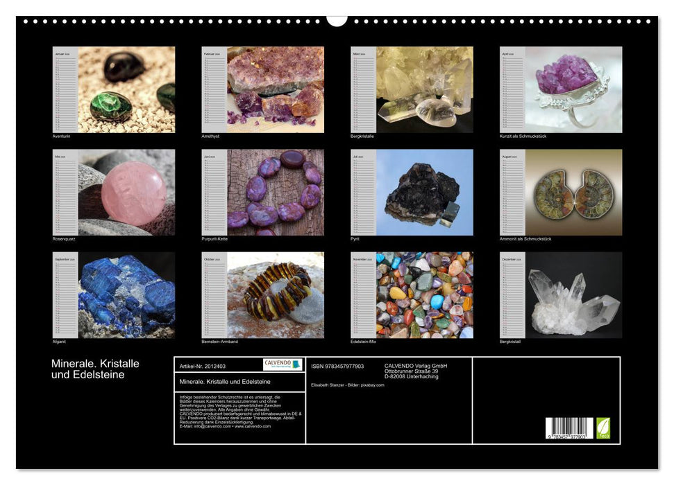 Minerale. Kristalle und Edelsteine (CALVENDO Wandkalender 2026)
