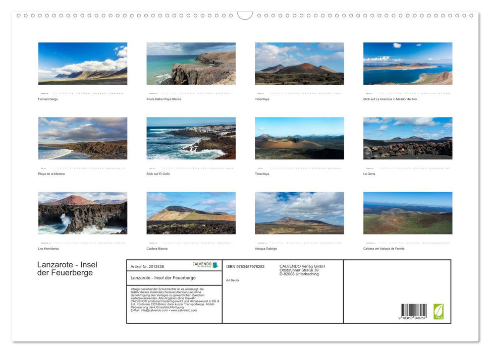 Lanzarote - Insel der Feuerberge (CALVENDO Wandkalender 2026)