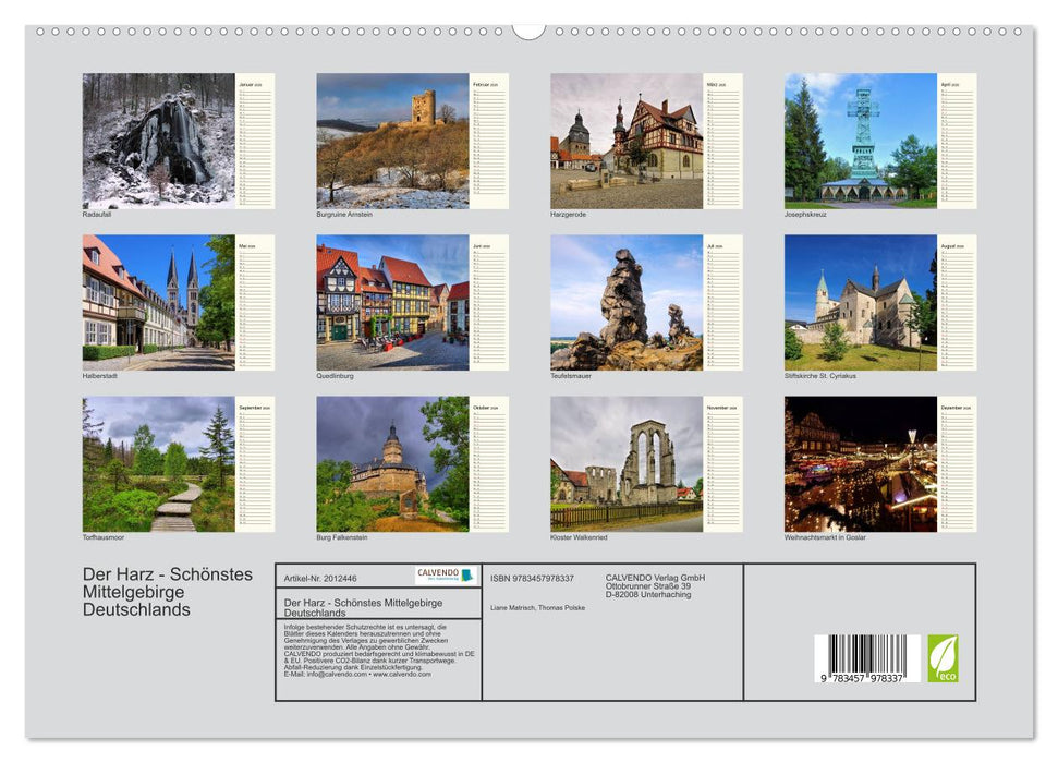 Der Harz - Schönstes Mittelgebirge Deutschlands (CALVENDO Premium Wandkalender 2026)
