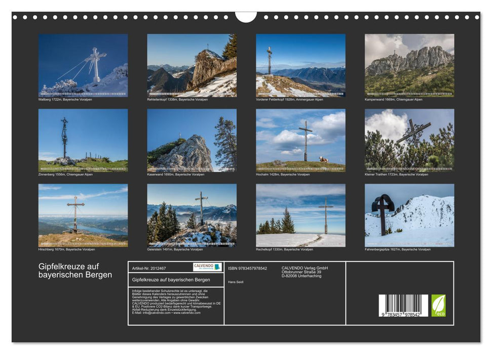 Gipfelkreuze auf bayerischen Bergen (CALVENDO Wandkalender 2026)